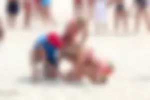 Lifeguard tournament girls on the beach