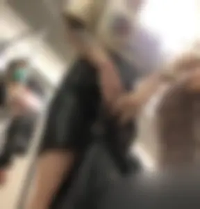 Cute Tattooed Girl in Leather Skirt Subway Train Creepshots Gallery