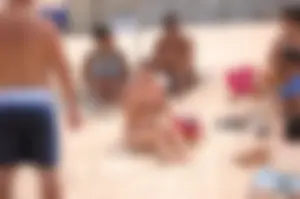Assortment of sexy babes at the beach in bikinis