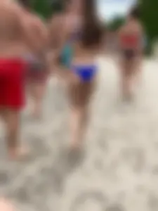 A Gorgeous Slim Candid Girl in a Blue Swimsuit Creepshots Series, Hot Flat Ass