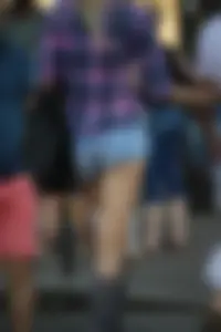 Hot ass blonde in short denim shorts showing some ass cheeks