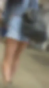 Polka-dot Denim Mini-Shorts Subway Candid - Hot Ass