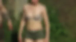 Hot Girl in a Bra and Shorts Outdoor Countryside Candid Photos