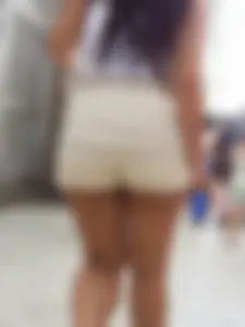 Big ass in shorts and ebony friend in leggings