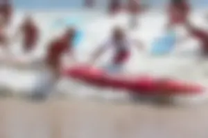 Lifeguard tournament girls on the beach