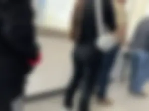 Cute little Latina ass in bank line. OC