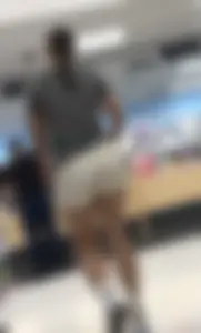 Amazing Asian in white yoga shorts upshot bends squat at Target