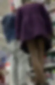Girl in Black Stockings Bending Over in Supermarket Flashing Panties Creepshot