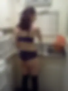 Hot Girl in Underwear and Stockings at the Kitchen Creepshot