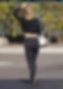 Sexy ass blonde in the parking lot in leggings with amazing body