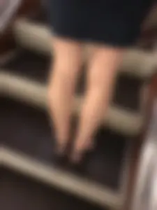 Hot Legs in a Skirt and Sandals on the Subway Escalator Closeups