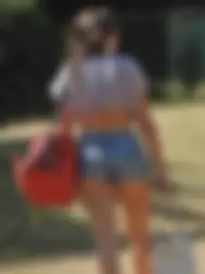 A bitch (and her dog) strips off her tight shorts [034]