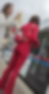Hot minx in a slutty red outfit