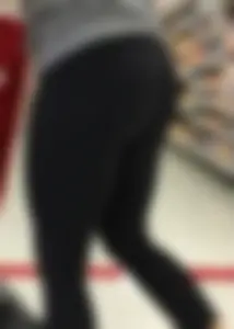 Fit sexy blonde with a nice ass in leggings shopping