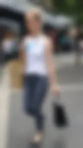 Skinny Flat-Chested Girl in Tight Jeans Street Creepshot