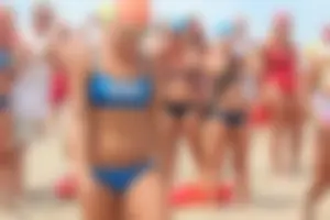 Lifeguard tournament girls on the beach