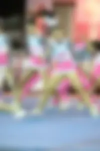 Bunch of athletic Thai cheerleaders at a competition