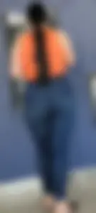 Latina tight jeans at the cashier
