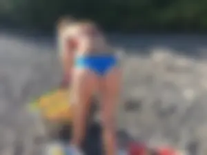 Creepshots of a friends sexy girlfriend in a blue bikini bottom