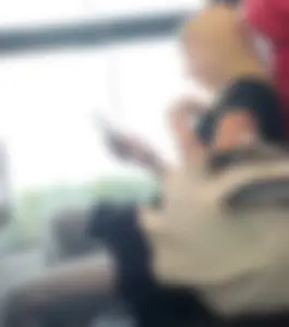 Hot busty blonde on train