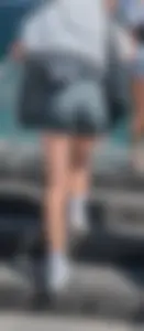Perfect petite blonde ass and legs in short green spandex. OC