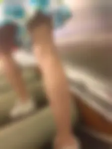 Cute Teen with Skinny Legs Subway Candid, Nice Dress