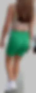 Perfect brunette with tight booty in green spandex shorts & VTL