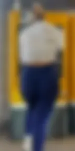 Breathtaking blonde German bimbo PAWG (BBL?) in navy leggings