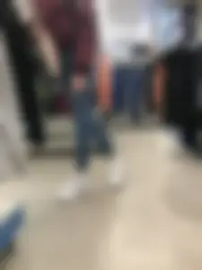 Cute Blonde Girl in Tight Blue Jeans Store Candid