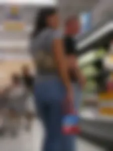 Brunette shopping at Walmart in jeans with nice booty