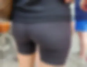 Milf in black Biker shorts