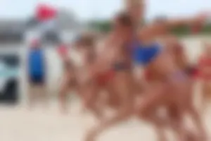 Lifeguard tournament girls on the beach