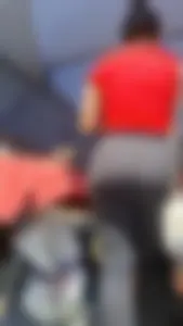 Big ass latina milf in black leggings red top VTL? [oc]