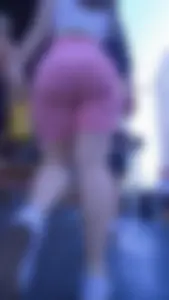 Crazy thicc PAWG in pink biker shorts (NOT OC)