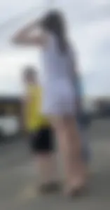Tall Milf on High Heels in a Short Dress on the Crosswalk - Perfect Legs Creepshots