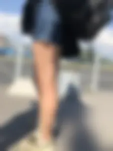Candid Girl in Denim Shorts Street Legs Closeups