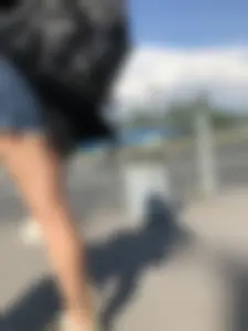 Candid Girl in Denim Shorts Street Legs Closeups