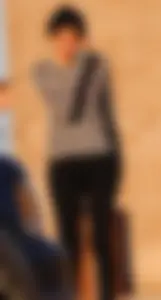 Skinny teen in leggings with vpl in the parking lot