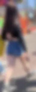 Candid teen in a crop top and shorts street creepshot, awesome ass and legs