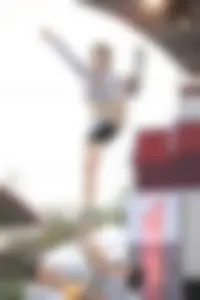Bunch of athletic Thai cheerleaders at a competition