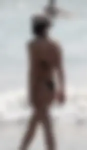 Thick and skinny friends on the beach in thongs