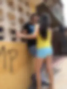 Big booty babe in blue shorts with vpl