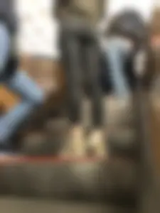 Girl with Thin Legs and Very Nice Flat Booty in Black Jeans at the Subway Escalator Creepshots