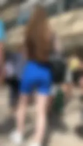 Skintight Blue what d’you call them? Cycle Shorts? Bike Shorts?