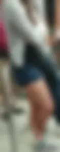 Nice booty in line in denim shorts