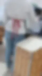 Teen at work in jeans