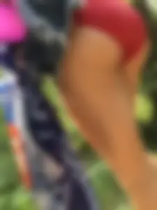 Hot Candid Booty in a Red Swimsuit Closeups - Hot Thighs