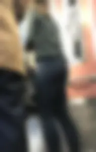 Sexy slim cutie on train in tight leggings