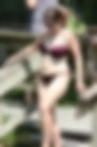 Two big boobed bikini babes in maroon bikinis