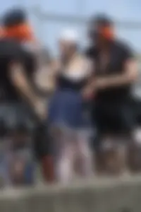 Girl in sailor costume flashes her tits quickly